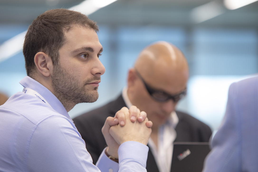 Francesco Castiglione listening during the AI4Gov-X consortium meeting in Madrid
