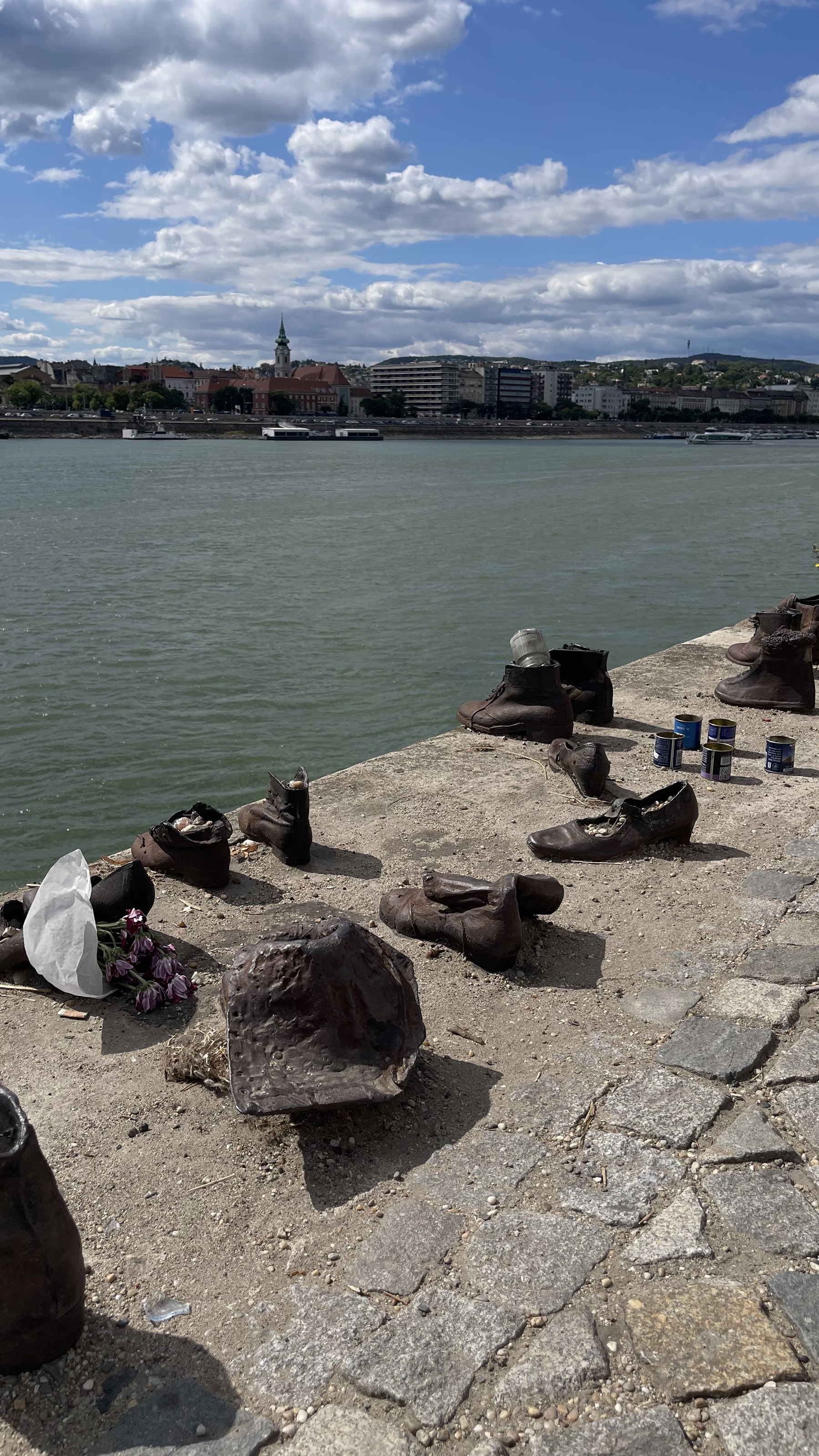 Shoes on the Danube Bank memorial beside the river in Budapest